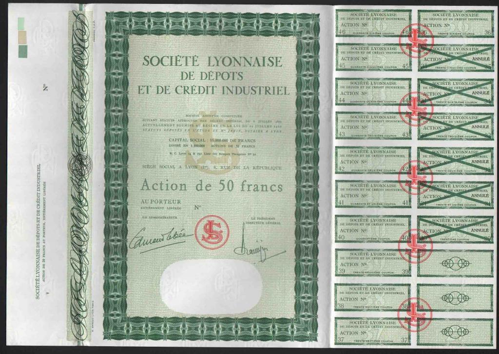 Образец SPECIMEN Франция Лион Об-во депозитов и кр 