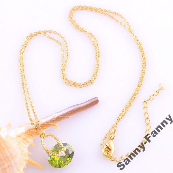 Колье с перидотом. Украшение. Real Gold Filled 14К
