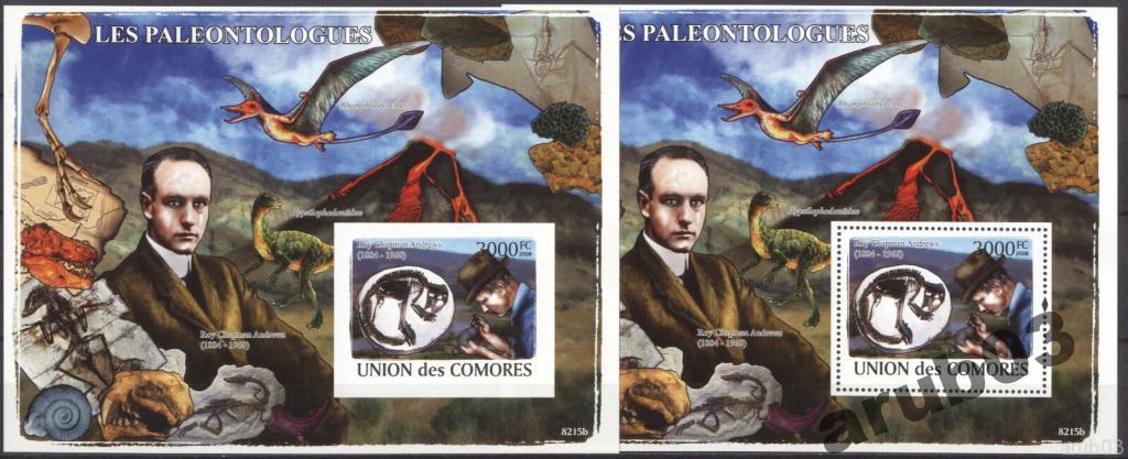 Коморы 2008 Доисторическая фауна Динозавры 2бл+1л 