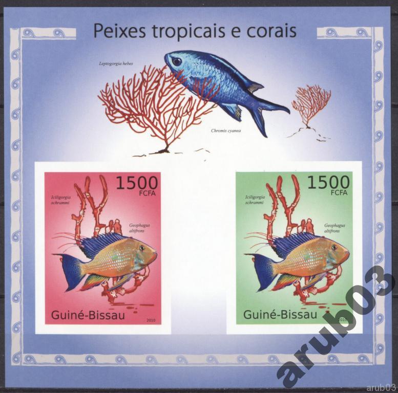 Гвинея-Бисау 2010 Морская фауна Кораллы Рыбы 1б+1л 