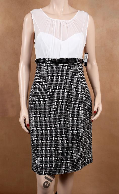 Tahari платье футляр шелк с поясом шикарное 46 