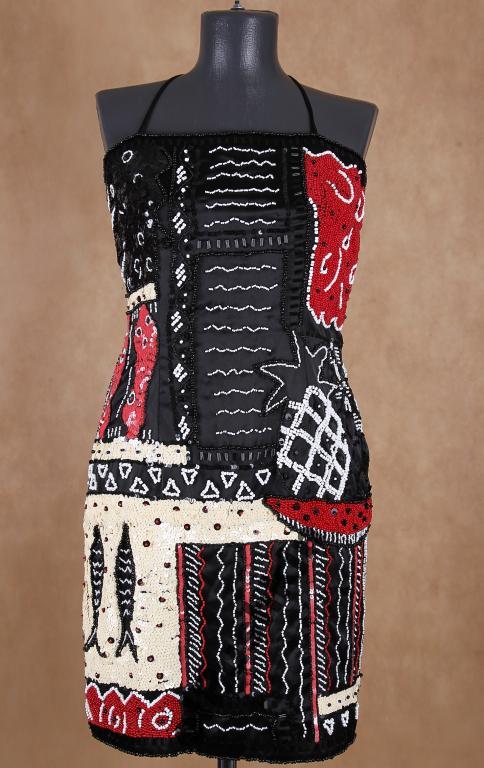 Винтажное платье расшитое бисером и пайетками 80-е 