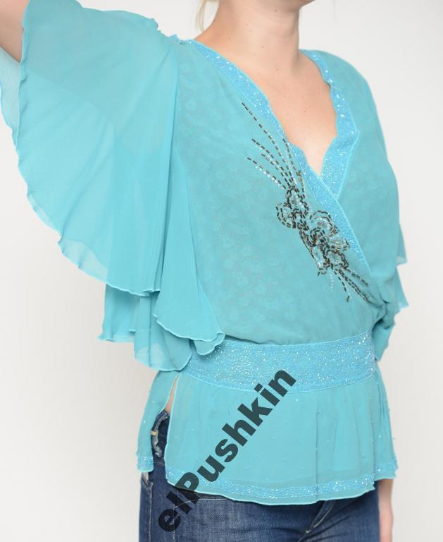 American Retro шелковая блузка блуза топ 435$ 36FR 