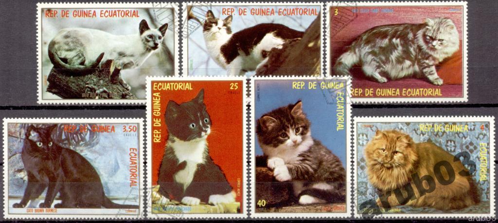 Гвинея Экв 1972 Фауна Млекопитающие Кошки гаш. с7м 