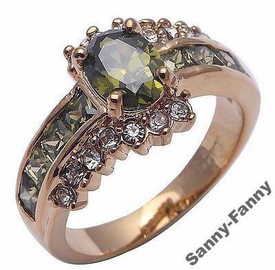 Кольцо с перидотом. Real Gold Filled 14 К