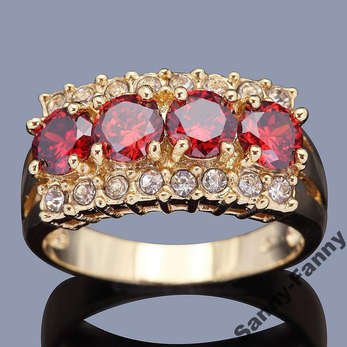 Кольцо с гранатом. Real Gold Filled 14 К