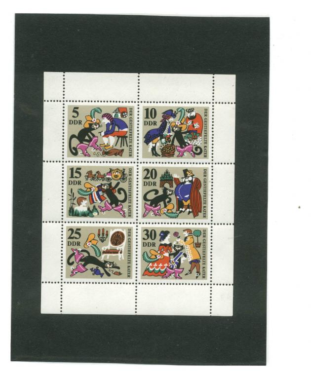 марки ГДР сказка Кот в сапогах лист из 6 марок 1968