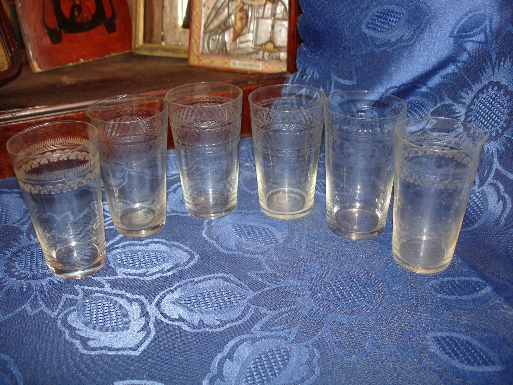 6 старин.стаканов с пантографией,Россия,н.20в. 