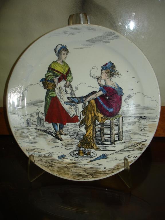 Старин.декоратив.тарелка(гризайль),Франция,19век 