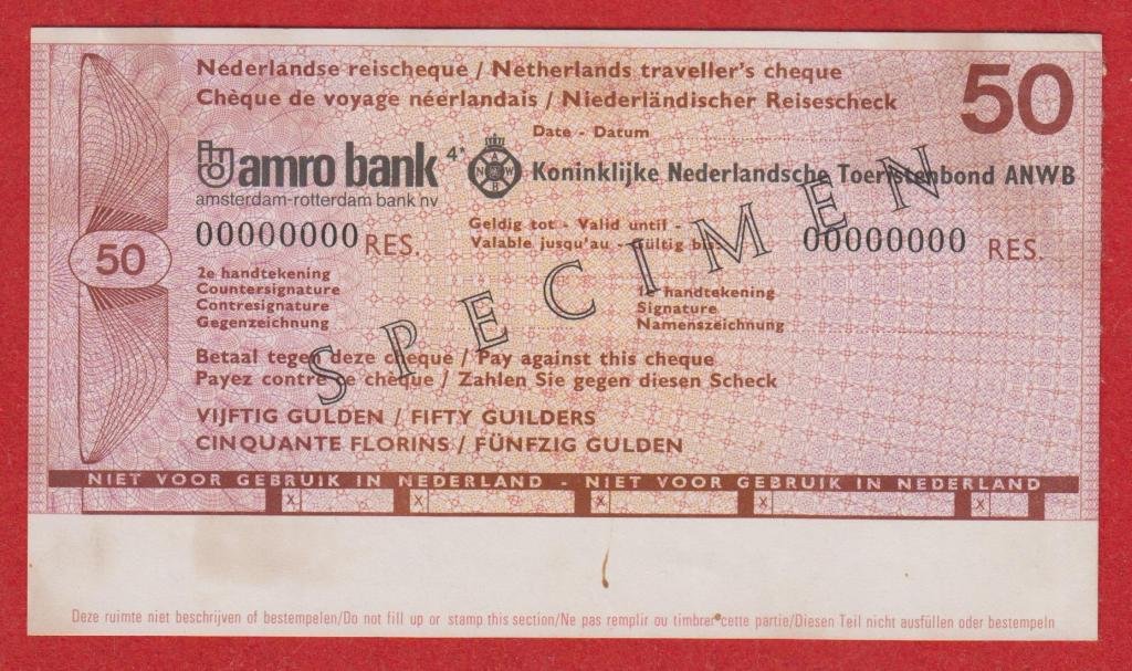 Нидерланды, 50 гульденов, 1978, EF, ОБРАЗЕЦ, дорожный чек