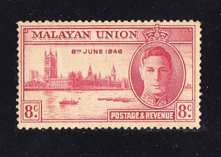 выпуск VIСТОRY KGVI 1946 Aзия государство МАLАYАN UNIОN 8с**