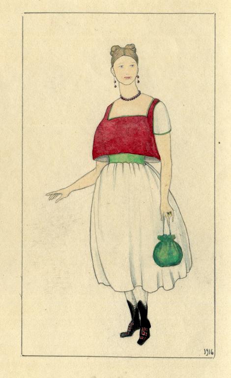 Zhenshina V Plate V Russkom Stile Risunok M S Solovevoj 1916 Pokupajte Na Auction Ru Po Vygodnoj Cene