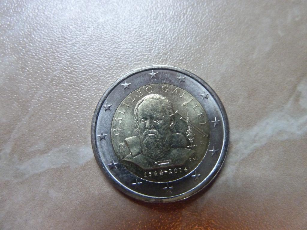 Италия 2 евро 2014 Галилео Галилей