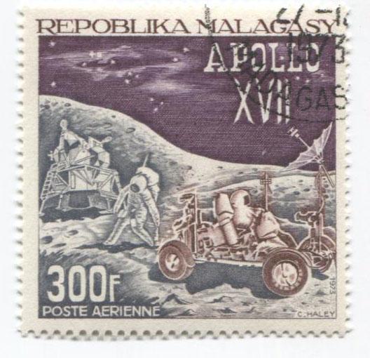 1973.Малагасийская респ.Американская космическая программа. Аполлон 17.Михель - 2,5е.гаш.