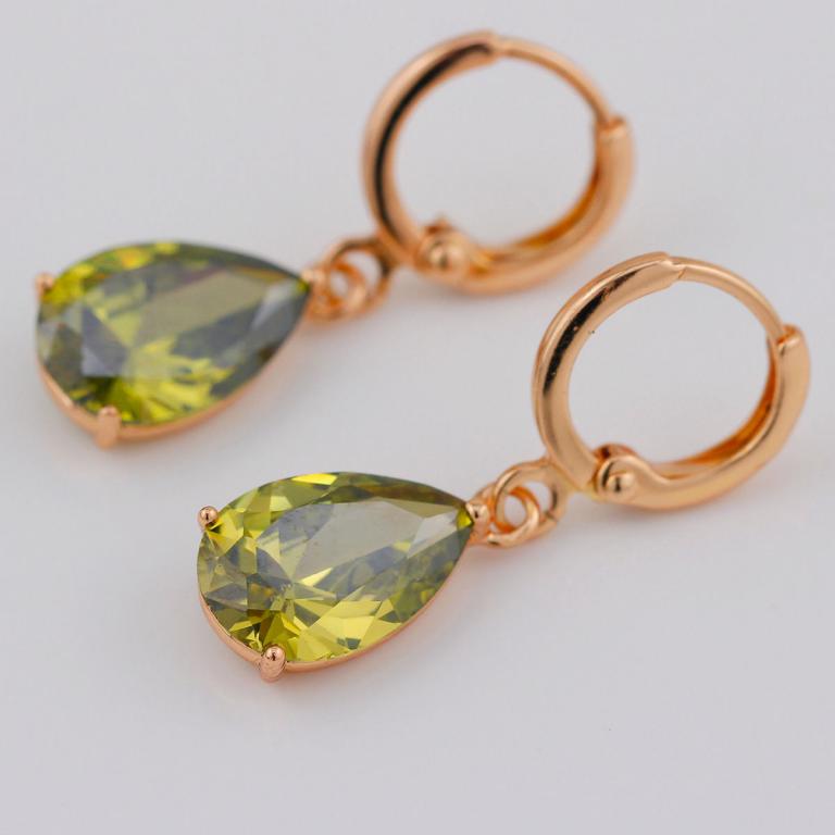 Серьги подвески, Капля. Real Gold Filled 14К
