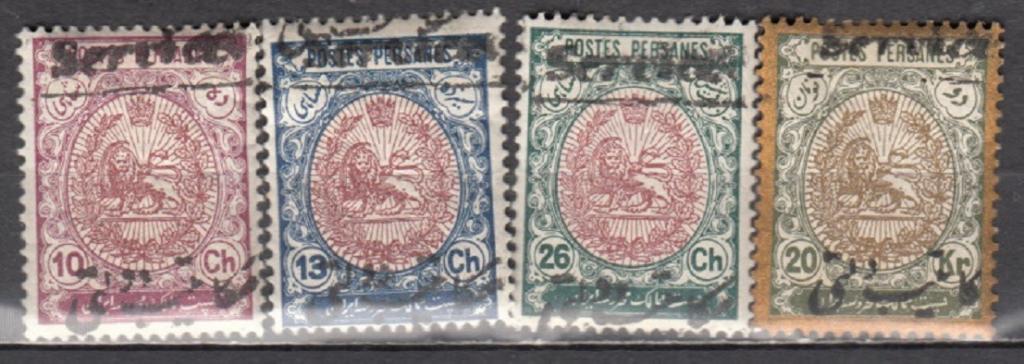 Персия Иран 1911 герб надпечатка Mi26,27,29,36 MH служебные