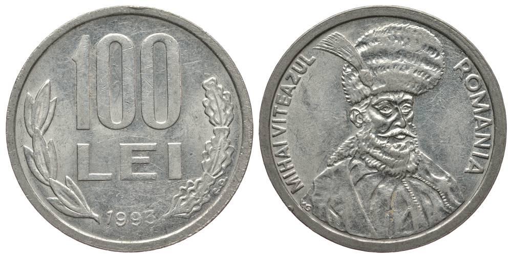 РУМЫНИЯ 100 ЛЕЙ 1993  KM 111 сталь плакированная никелем    2-323