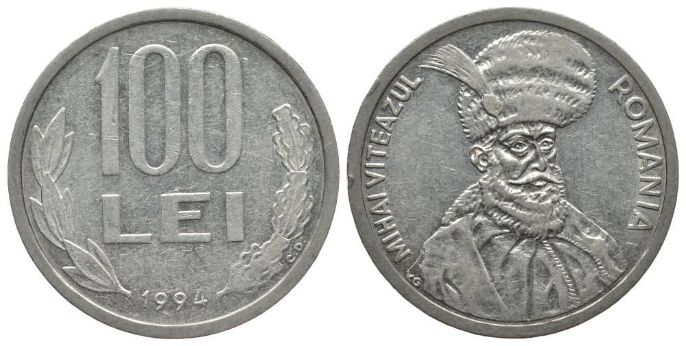 РУМЫНИЯ 100 ЛЕЙ 1994  KM 111 сталь плакированная никелем    2-324