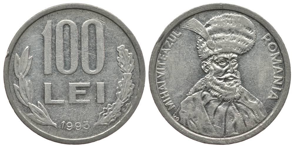 РУМЫНИЯ 100 ЛЕЙ 1993  KM 111 сталь плакированная никелем    2-322