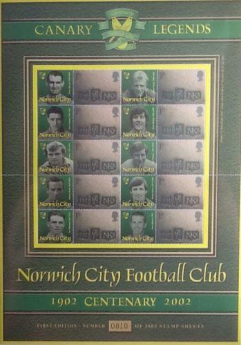 Англия 2002 Футбол ФК Норвич Сити, редкий лист