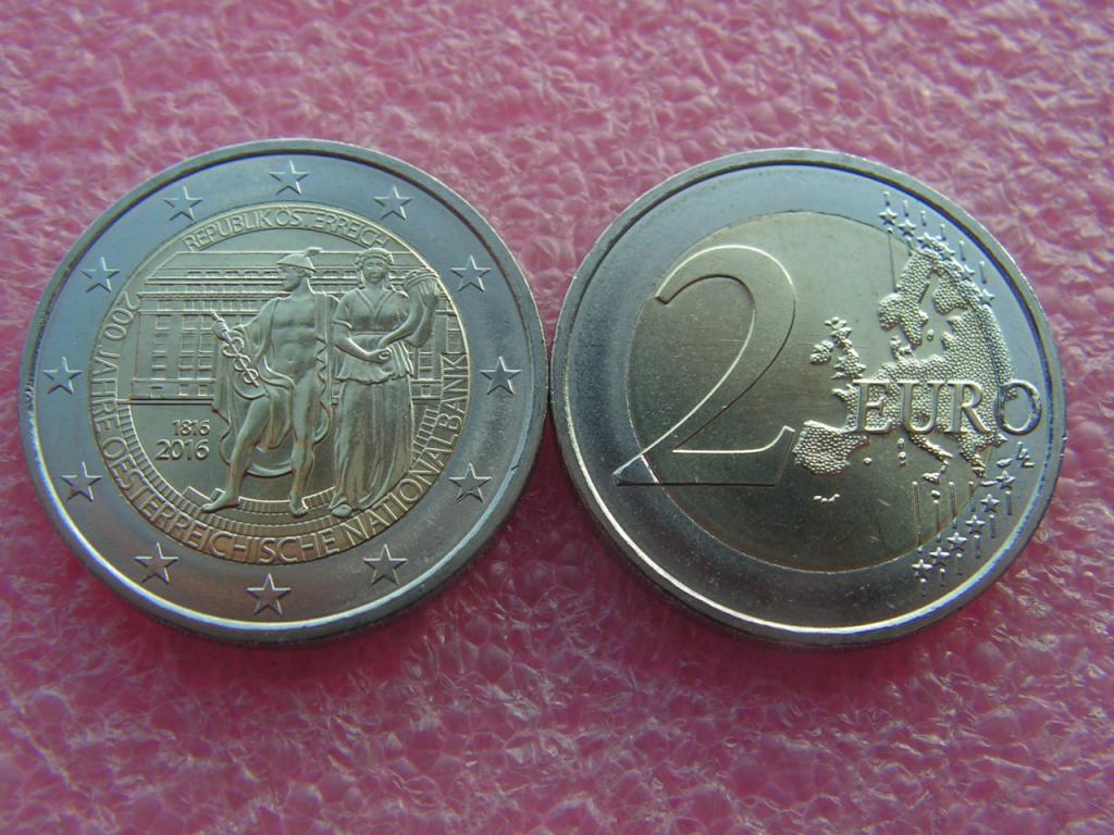 Австрия 2 евро 2016 200 лет банку unc