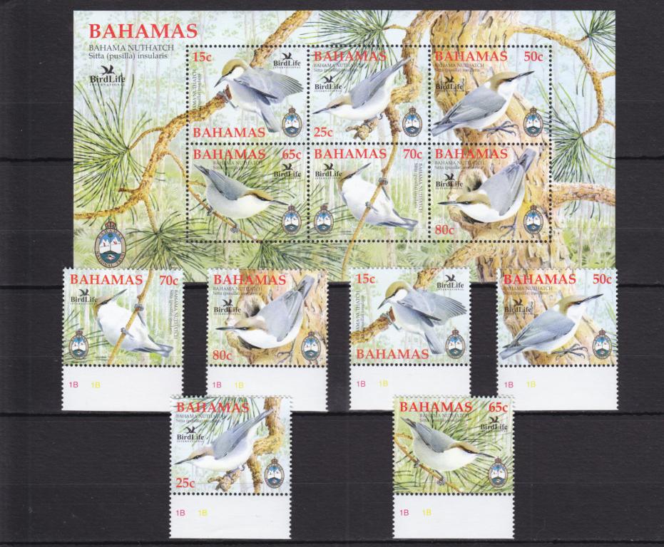BAHAMAS  БАГАМЫ   Фауна  Птицы  Блок + Серия   Сост**
