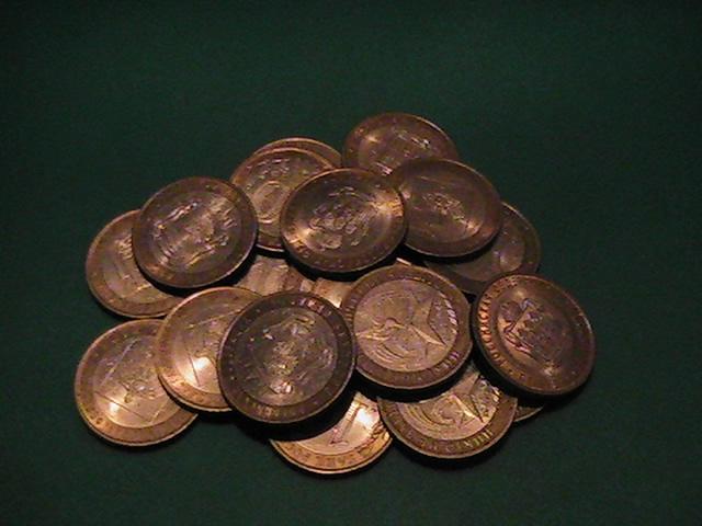 Подборка 10 рублей биметалл 20 шт. См.список.