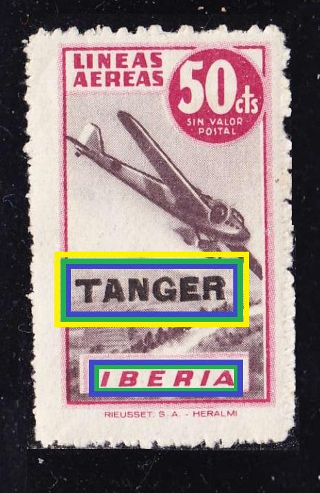 aвиaпoчтa (IBERIA) выпуcк TANGER 50cts**