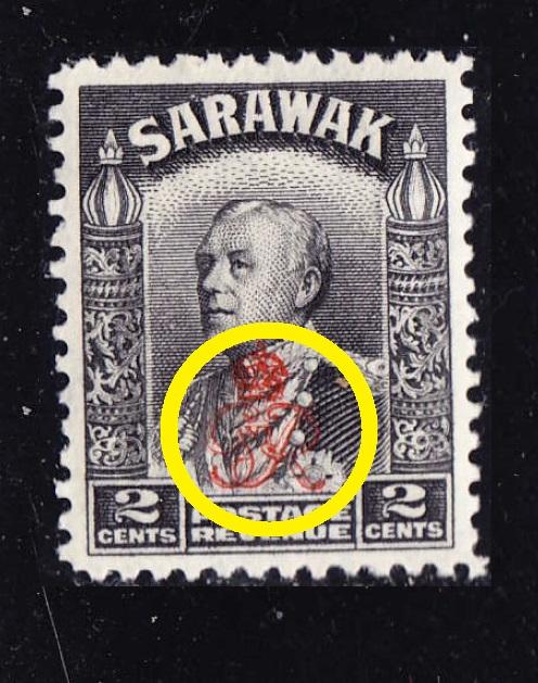 бpитaнcкaя Aзия надпечатка GR (колония) 1947 Sarawak 2c*-I