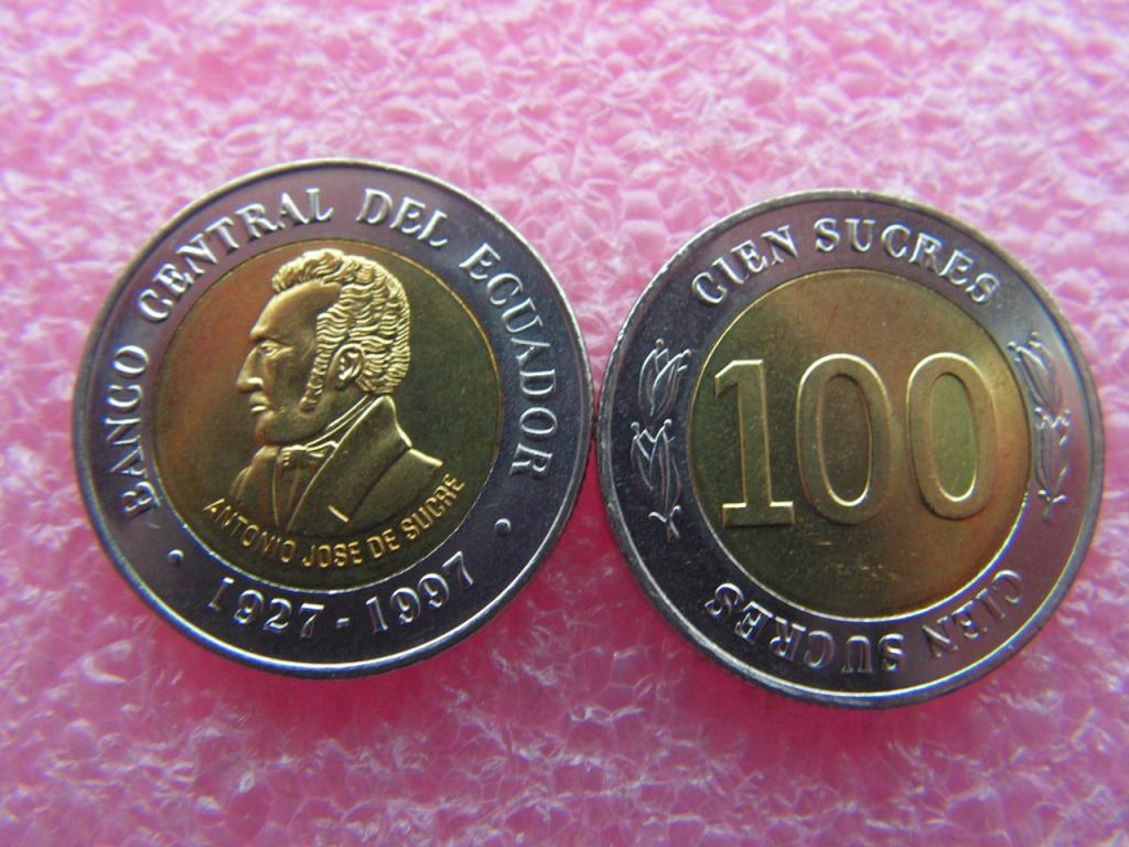 Эквадор 100 сукре 1997 банк 70 лет unc