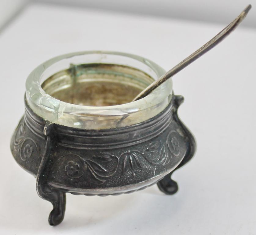 Горчичница с ложкой мельхиор из СССР