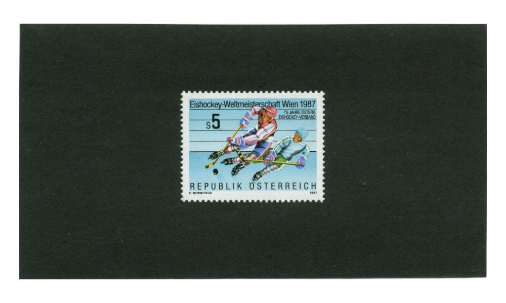 марка Австрия Чемпионат мира Хоккей с шайбой 1987