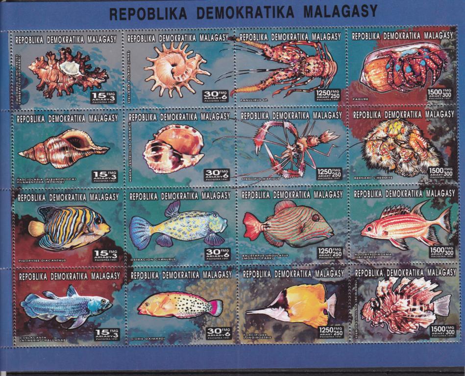 MALAGASY   Фауна моря   Лист   Сост**