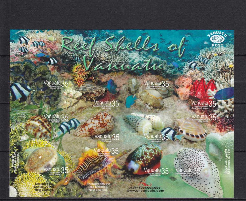VANUATU  ВАНУАТУ  Фауна моря  Моллюски   Лист  Сост**