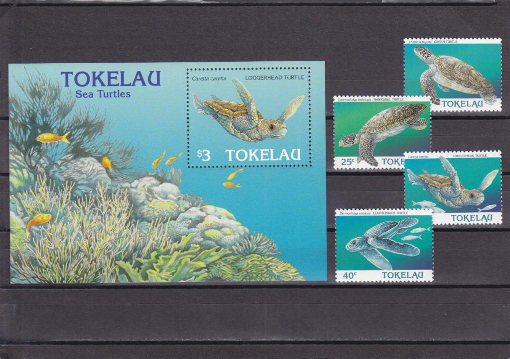 TOKELAU  ТОКЕЛАУ   Фауна моря  Черепахи   Блок + Серия  Сост**