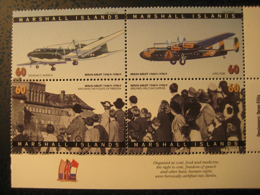 Марки 50 лет победы. Маршаллы.Авиация