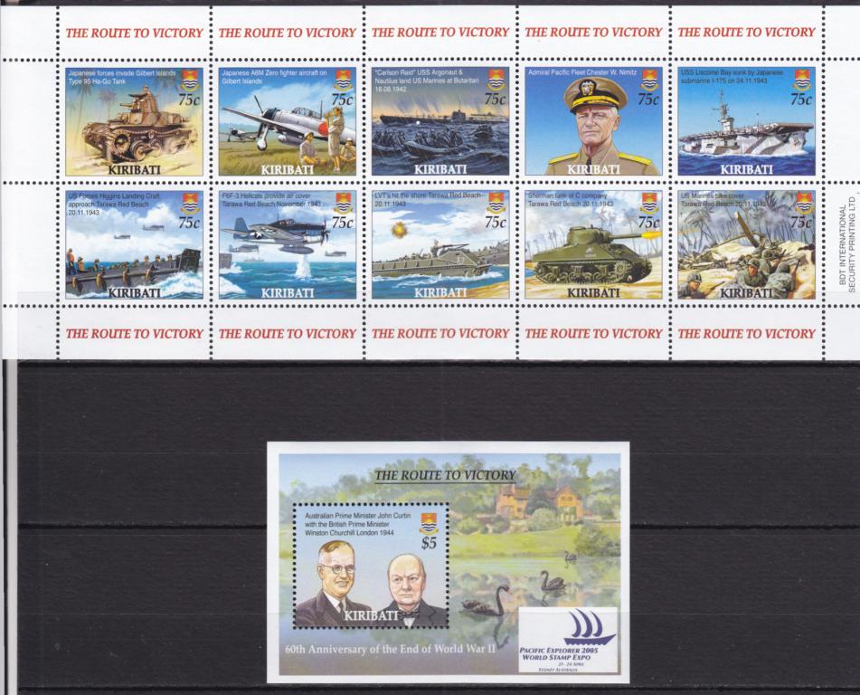KIRIBATI  КИРИБАТИ  Война Авиация Корабли Черчилль Лист + Блок  Сост**