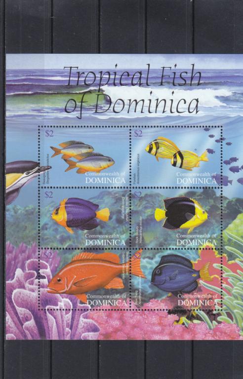 DOMINICA ДОМИНИКА   Фауна моря  Рыбы  Лист  Сост**