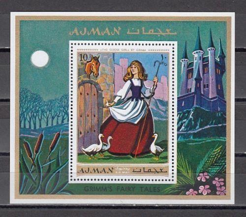 Аджман. птицы. беззубцовые. блок. 1971г.** 9 евро.