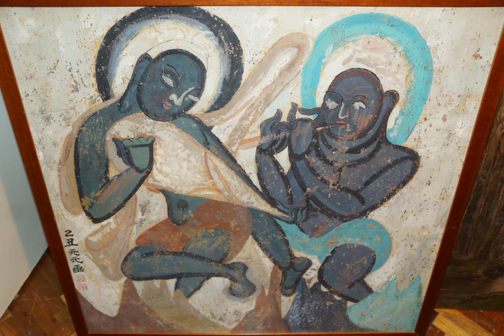 Уникальная фреска с танцующим Буддой VII-VIII вв. из буддиского комплекса Бинлинг. Тибет.