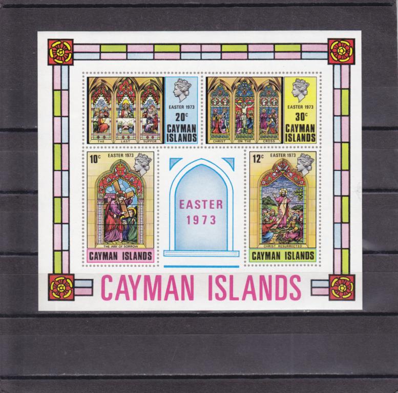 CAYMAN  ISLANDS   Пасха  73 Витражи  Блок № 4  1973    Сост**