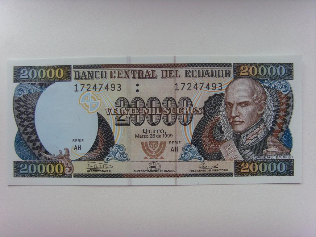 ЭКВАДОР  20000  сукре  1999 г.  UNC