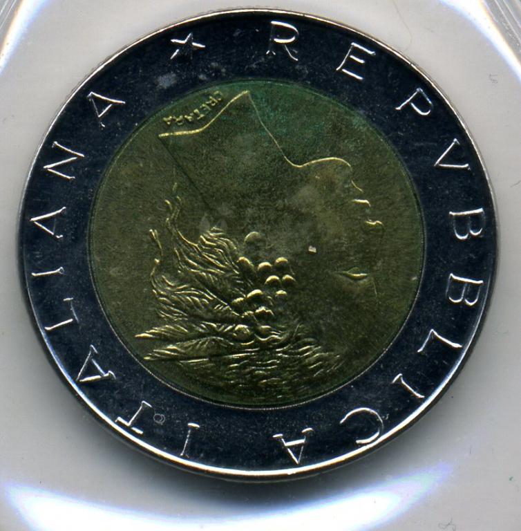 500 лир - Италия - 1986 - биметалл - UNC