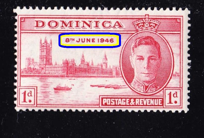 выпуск VIСТОRY KGVI 1946 Америка DOMINICA 1d*