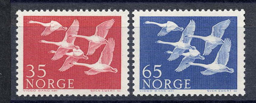 Норвегия 1956 Mi 406-7 Утки серия MNH