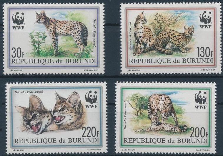 Бурунди 1992 Mi 1758-61 Животные леопарды WWF серия MNH