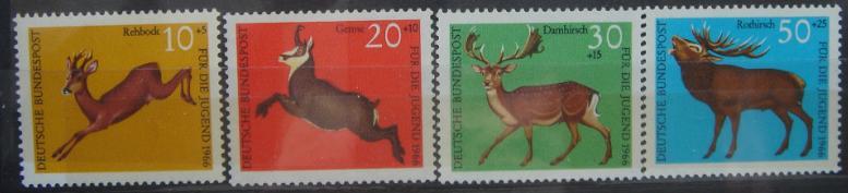 Германия (ФРГ) 1966 Mi 511-4 Животные серия MNH