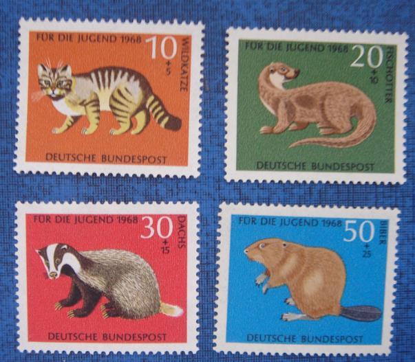 Германия (ФРГ) 1968 Mi 549-52 Животные серия MNH