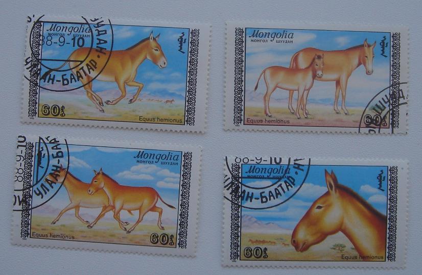 Монголия 1988 Mi 1995-8 Лошади серия ГАШ