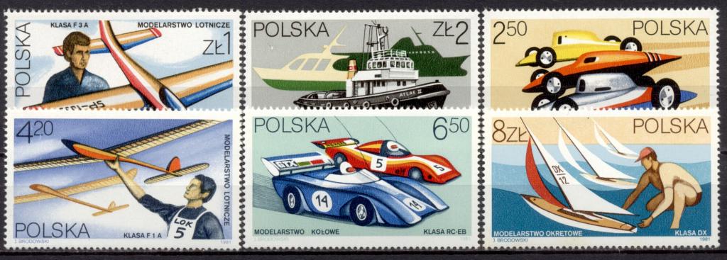Польша 1970 Моделирование Транспорт Авиация Самолеты Корабли Гоночные машины сер6мар**